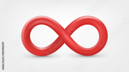 Red Infinity sign isolated on white background. 3d vector illustration