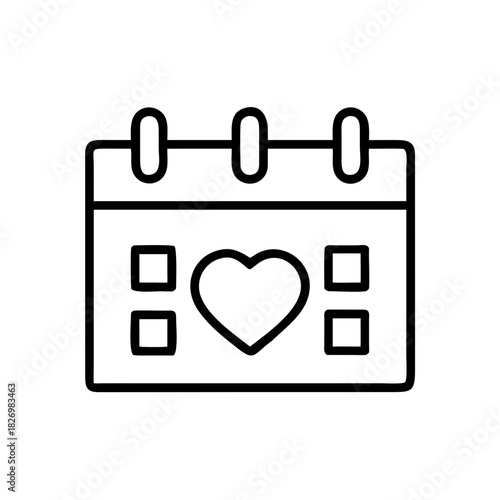 Calendar with heart symbol for habit building concept  