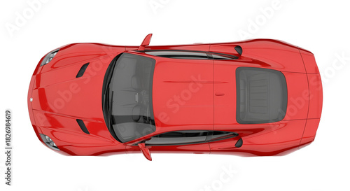 Sleek Red Sportscar Top View Isolated