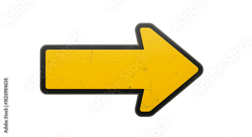 Grunge Yellow Arrow Right Isolated