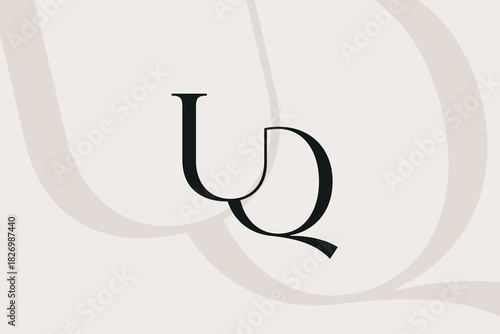 UQ or QU letter logo icon design. Classic style luxury initials monogram.