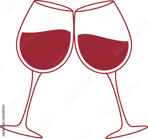 Two wine glasses clinking together in celebration, symbolizing friendship, cheers, and special occasions with a toast