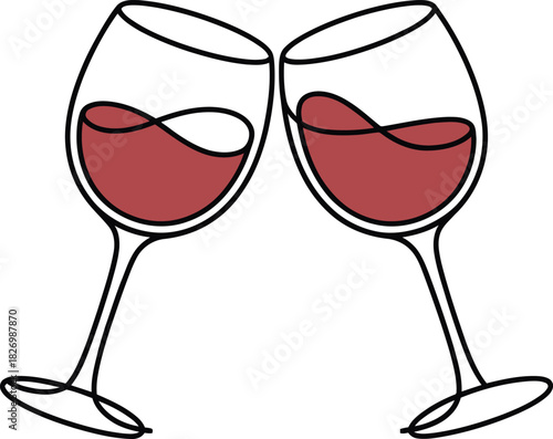 Two wine glasses clinking in a celebratory toast, symbolizing friendship, joy, and good times together