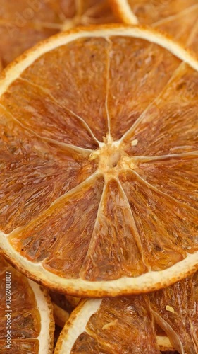 Orange Citrus chips macro, rotation. Healthy and vegan snack ideas
