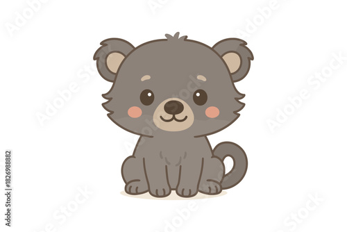 Cute cartoon bear cub art with neutral tones and soft pastel colors