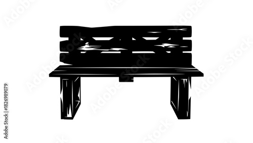 Recycled wood bench on a transparent background