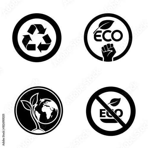 Eco-friendly symbols for recycling and environmental awareness  