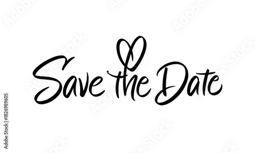 Save the Date Cute Brush Calligraphy Vector with Heart