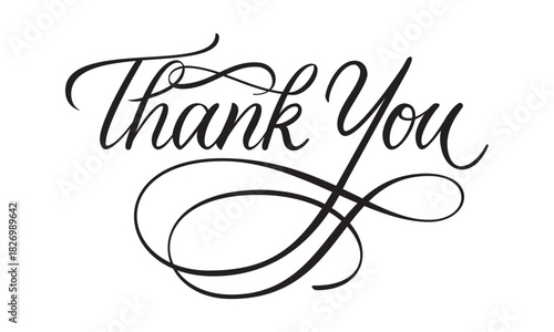 Thank You Flourished elegant Calligraphy Vector