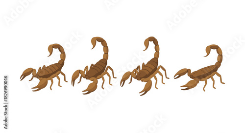 Isometric scorpion collection: multiple angles and poses
