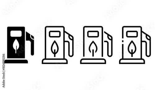 Minimalist green Energy gas pump vector illustration.Bio fuel icon