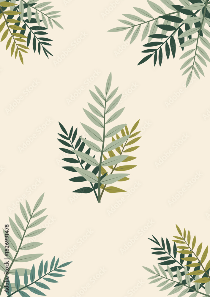 Naklejka premium Leaf Illustration - Green Leaf Pattern Set