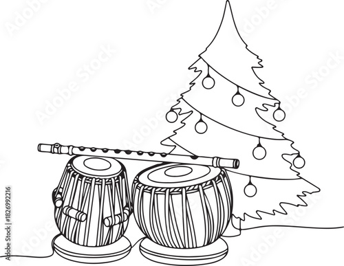 Beautiful Christmas Day Line Art Design