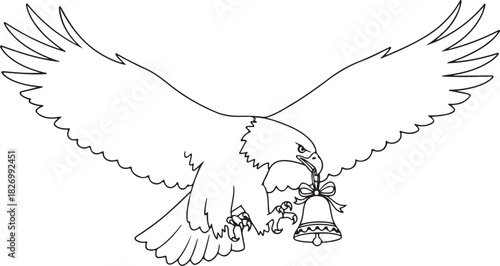Beautiful Christmas Day Line Art Eagle Design