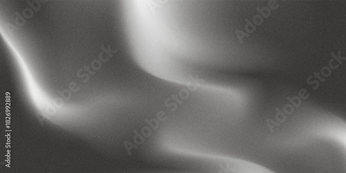 Black dark gray silver white wave abstract background for design. Light wave, wavy line. Ombre gradient. Noise rough grungy grain brushed metal metallic effect. Matte shimmer.