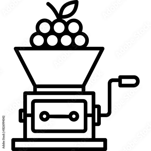 Grape crusher outline icon vector