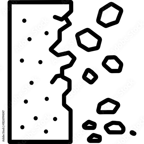 Concrete spalling surface outline icon vector