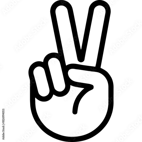 Finger counting two outline icon vector