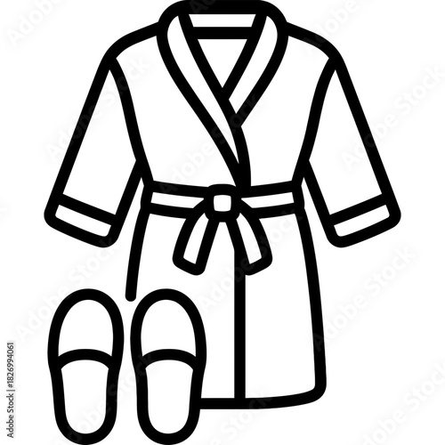 Spa robe slippers luxury set outline icon vector