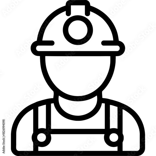 Minimalistic miner icon with clean lines