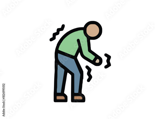 Vector icon of a person experiencing body tremors, symbolizing symptoms of illness, neurological disorders, or anxiety