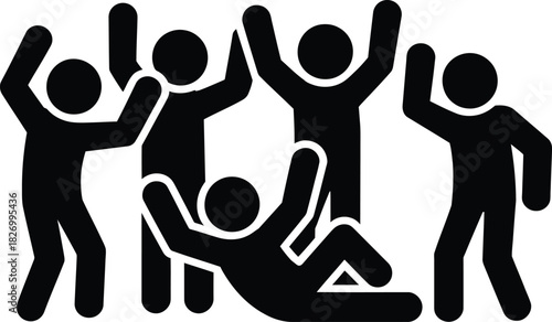 Group of people celebrating success party fun event icon symbol