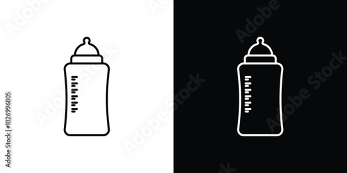 Baby milk bottle icons vector. doodle. on a white background.