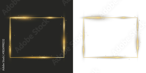 Cuadro en lienzo Glowing golden square frame PNG with soft light streaks, sparkles, and shimmering edges, perfect for elegant borders, luxury designs, and highlight accents