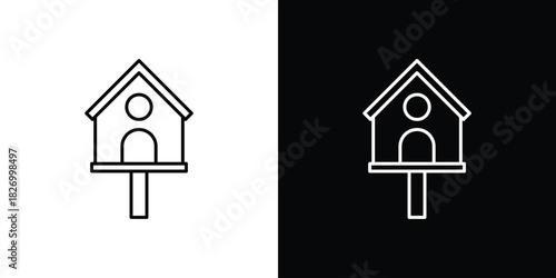 Bird house icons vector. doodle. on a white background.