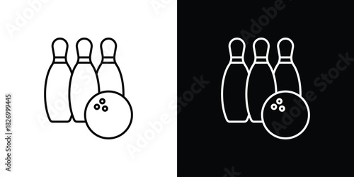 Bowling icons vector. doodle. on a white background.