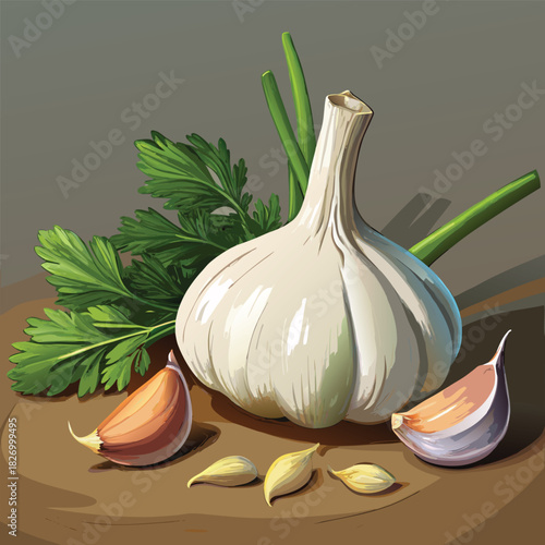 vector illustration of garlic