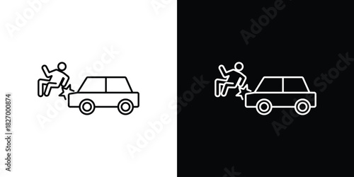 Car accident icons vector. doodle. on a white background.
