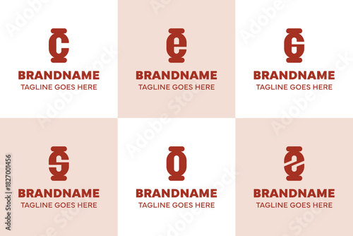 Letters IC IE IG IS IO IZ Monogram Logo Set, for CI EI GI SI OI ZI Initials