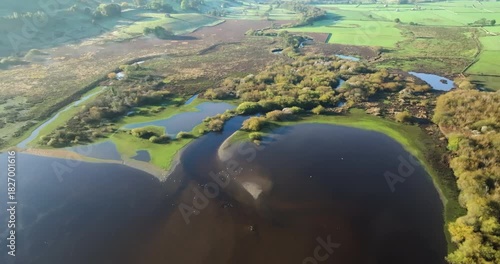Flying over a lake in Yorkshire Dales