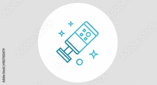 Stylized Blue Syringe Icon on White Circle Background.