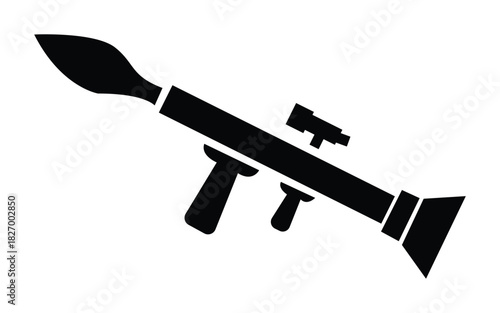 Black silhouette of a rocket launcher isolated on white background