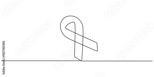 AIDS awareness band World AIDS day one line art drawing Continuous one line drawing, AIDS awareness ribbon, poster banner Doodle vector illustration, AIDS Awareness Month.