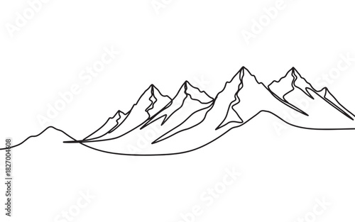 Vector Mountain Range Outline A Simple Design in Line Art