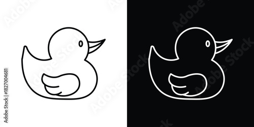 Duck icons vector. doodle. on a white background.