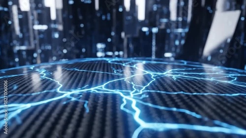 Wallpaper Mural Glowing blue energy pulses across a dark textured surface like lightning. Torontodigital.ca