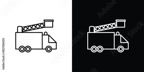 Fire truck icons vector. doodle. on a white background.