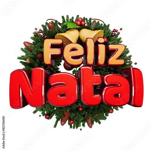 Feliz Natal Selo 3D Para Composição  Merry Christmas 3D Stamp for Composition