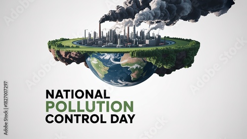 Fototapeta Naklejka Na Ścianę i Meble -  Half Earth shows forest and factories, symbolizing choice between pollution.