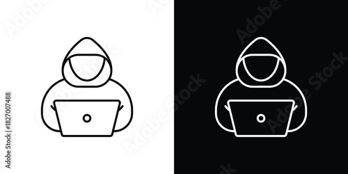 Hacker icons vector. doodle. on a white background.