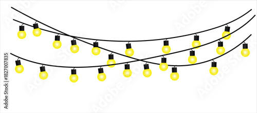 Festive String Lights Garland - Party Decoration with Glowing Yellow Bulbs