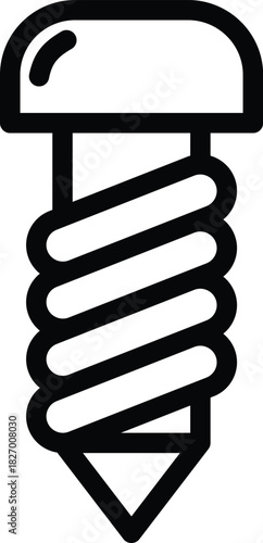 Line art illustration of a screw isolated on white background