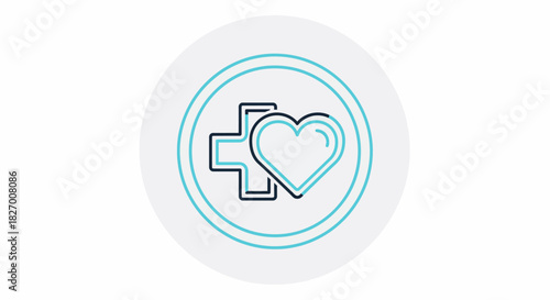 Health and Care Symbol with Heart and Cross.