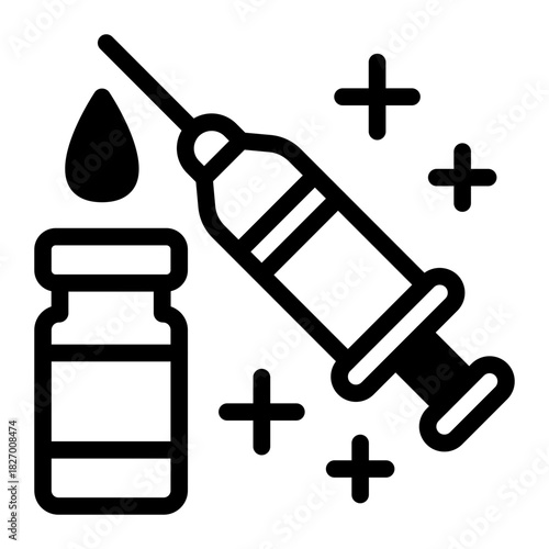 This Syringe icon is suitable for pharmacy.