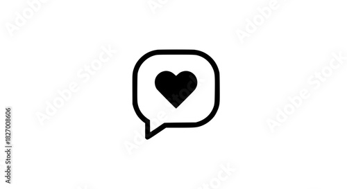Message cloud love black white icon 