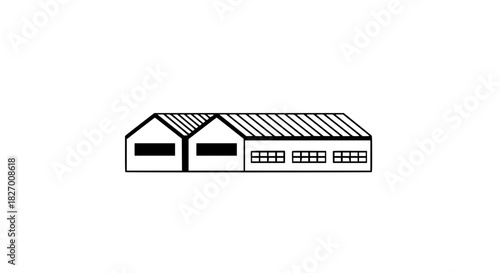 Barns side by side black white icon